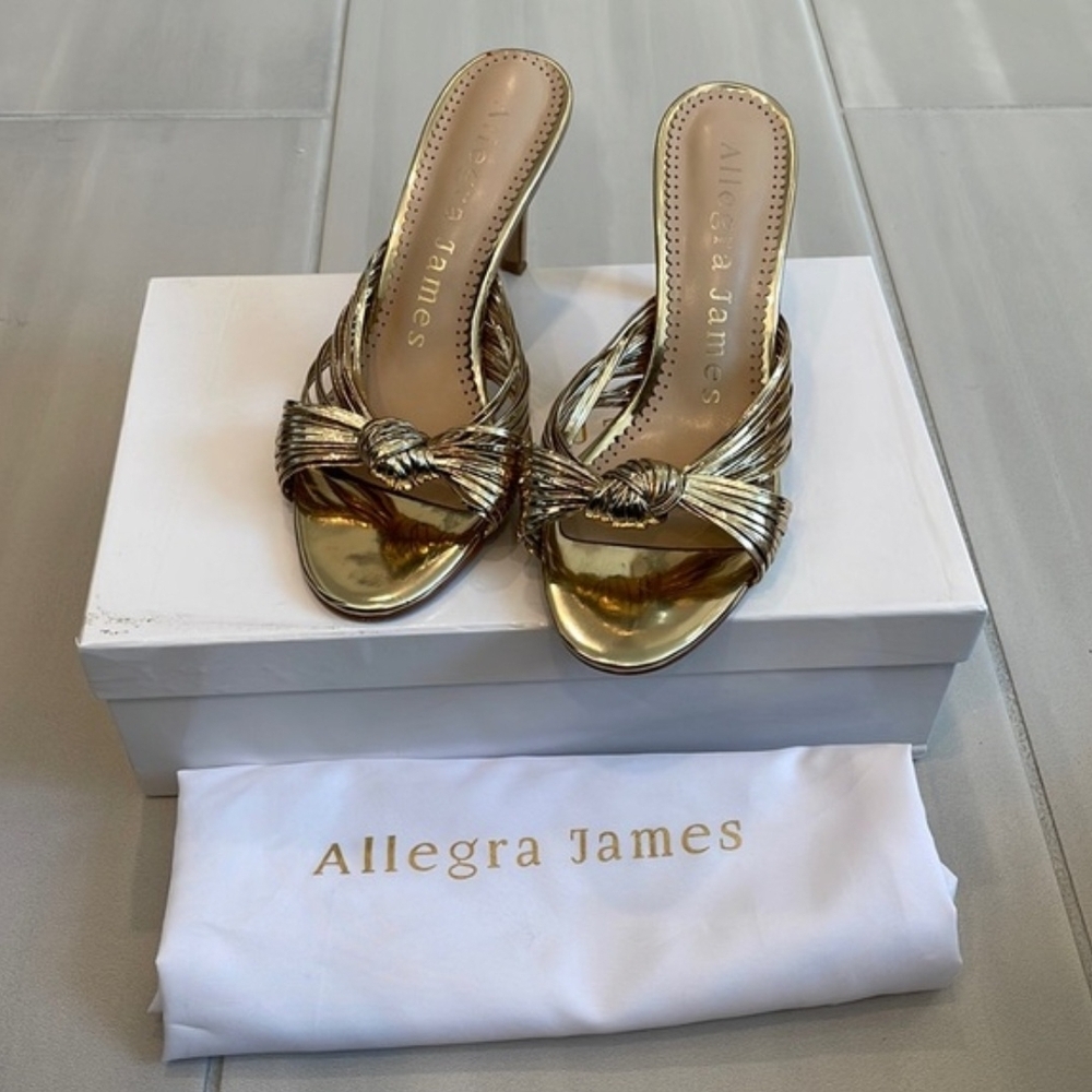 Metallic Gold Bow Heels
